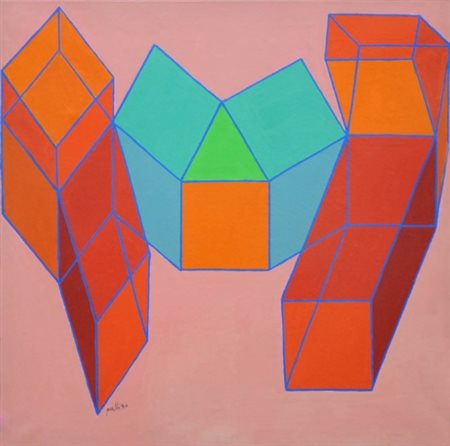 ACHILLE PERILLI 1927 " Il percorso occulto ", 1980 Tecnica mista su tela, cm....