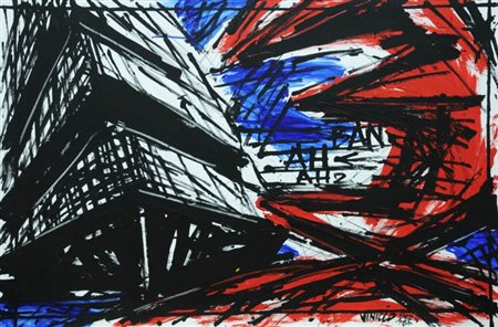 VINICIO BERTI 1921 - 1991 " Antagonismo positivo Ah-Ban ", 1986 Olio su tela,...