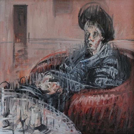 ALESSANDRO PAPETTI 1958 " Figura ", 1986 Olio su tela, cm. 20 x 20 Firmato e...