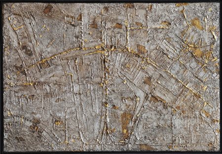 ELIO MARCHEGIANI 1929 " Materico oro, argento, struttura con arco ", 1962...