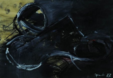 GIUSEPPE SPAGNULO 1936 Senza titolo, 1988 Tecnica mista ed olio su carta, cm....