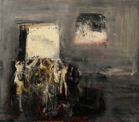 TINO VAGLIERI 1929 - 2000 " Televisione ", 1957 Olio su tela, cm. 70 x 80...