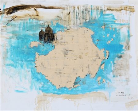 PIERO PIZZI CANNELLA 1955 " La mappa cattedrale " Olio su tela, cm. 130 x 160...