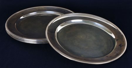 LOTTO COMPOSTO DA 6 SOTTOPIATTI IN ARGENTO diam cm 30 peso totale gr 3076 A...