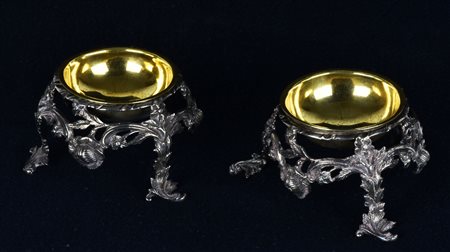 COPPIA DI SALIERE IN ARGENTO 875/1000 punzoni di Hendrik Keyzer, Amsterdam...