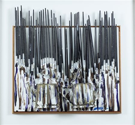 Arman (Nizza 1928 New York 2005) Teiere e pennelli 1990, Assemblaggio di...