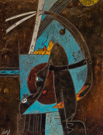 Gianni Dova (Roma 1925 Pisa 1991) Senza titolo anni '60, Olio su tela, cm....