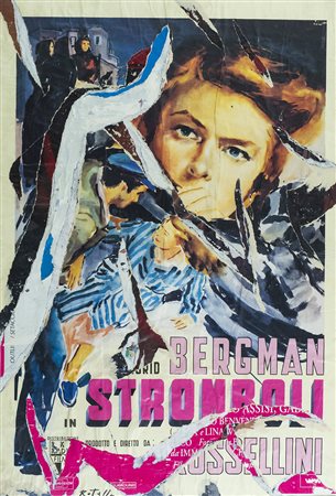 Mimmo Rotella (Catanzaro 1918 Milano 2006) Sromboli 2000, Decollage su tela,...