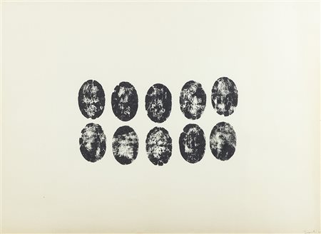 Turi Simeti (Alcamo (Tp) 1929 ) 10 ovali neri 1965, Smalto su carta, cm....