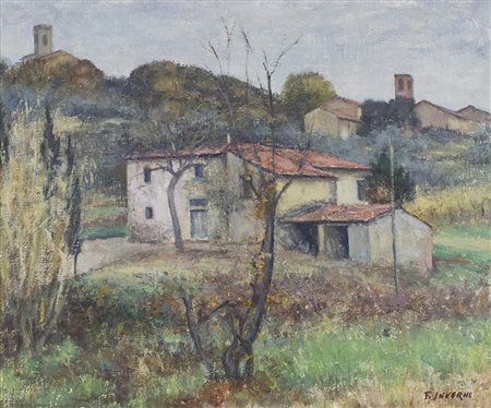 Francesco Inverni (Poggio a Caiano (FI) 1935 1991) Paesaggio Olio su tela,...