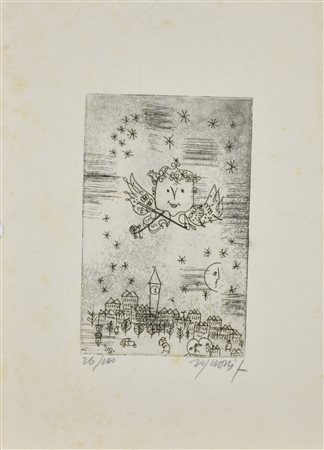 Rognoni PAESAGGIO acquaforte su carta, cm 35x25 (lastra cm 19,5x12,5)...