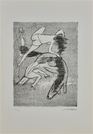 Mino Maccari SENZA TITOLO incisione su carta, cm 49x35 (lastra cm 32,6x24,4)...