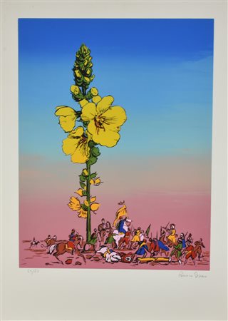 Romano Gazzera BATTAGLIA DEL TASSO BARBASSO litografia su carta, cm 70x50...