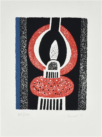 Lojze Spacal IL LUME ROSSO litografia su carta, cm 34x24 esemplare 208 su 300...