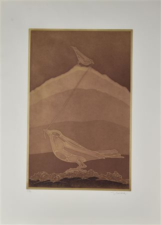 Francesco Casorati SENZA TITOLO litografia su carta, cm 70x50 esemplare prova...