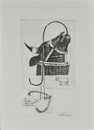 Valeriano Trubbiani SENZA TITOLO incisione su carta, cm 50x35 (lastra cm...