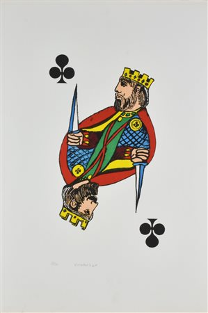 Tabusso Francesco IL GIOCO DELLE CARTE: IL RE DI FIORI litografia su carta,...