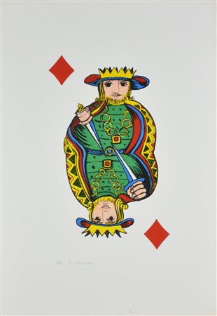 Tabusso Francesco IL GIOCO DELLE CARTE: IL RE DI QUADRI litografia su carta,...