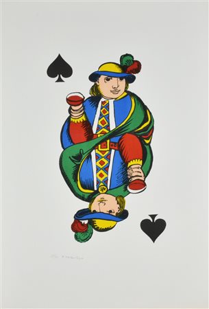 Tabusso Francesco IL GIOCO DELLE CARTE: IL RE DI PICCHE litografia su carta,...