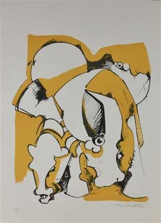 Ignoto SENZA TITOLO litografia su carta, cm 70x50 esemplare P.A. sul fronte:...