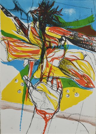 Luigi Guerricchio PANNOCCHIE litografia su carta, cm 65x46 esemplare 59 su 80...