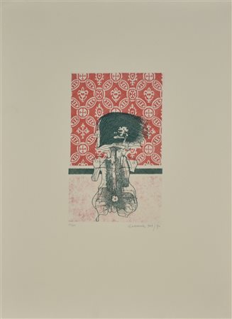 Giuseppe Guerreschi FIGURA IN VERDE incisione su carta, cm 60x45 (lastra cm...