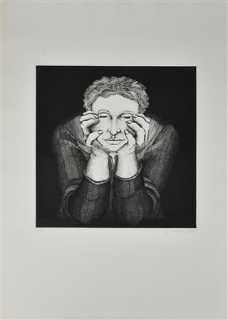 Gioxe De Micheli SENZA TITOLO incisione su carta, cm 70x50 (lastra cm 35x35)...