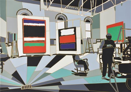 Ugo Nespolo SENZA TITOLO serigrafia su carta, cm 49x69 esemplare 60 su 150...