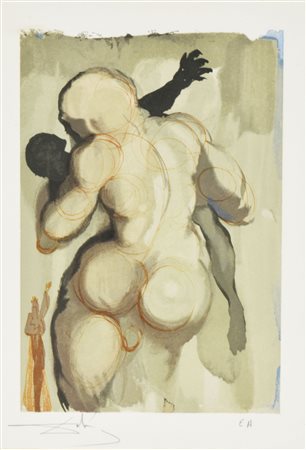 Salvador Dalì NUDO DI SCHIENA litografia su carta, cm 33x23 esemplare E.A....