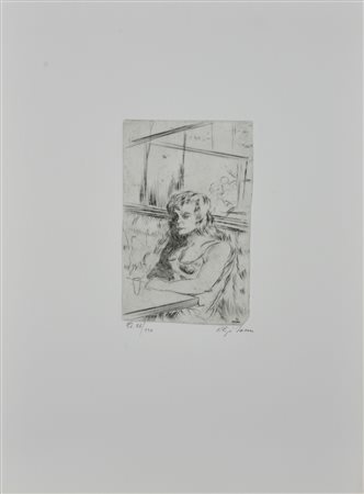 Aligi Sassu SENZA TITOLO incisione su carta, cm 45x32 (lastra cm 17x11)...