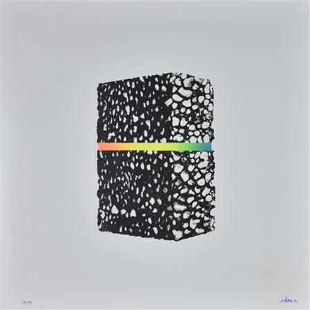 Fabrizio Plessi Senza titolo serigrafia su lastra metallica, cm 50x50...