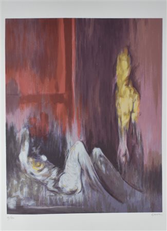 Giuseppe Ajmone SENZA TITOLO litografia su carta, cm 70x50 esemplare 11 su...