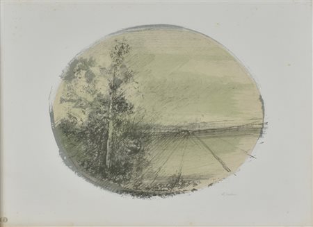 Giuseppe Ajmone SENZA TITOLO litografia su carta, cm 40x54 esemplare P.A. sul...