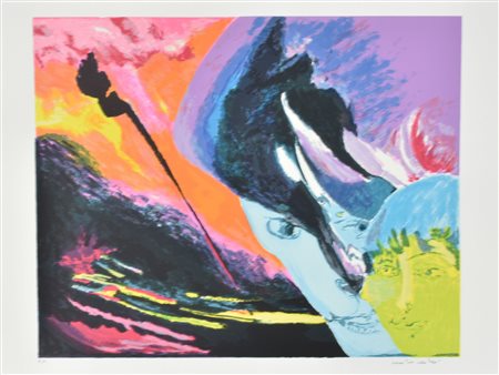 Remo Brindisi SENZA TITOLO litografia su carta, cm 50x70 esemplare P.A. sul...