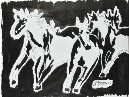 Piero Gianuzzi CAVALLI inchiostro su acetato, cm. 76x102 sul fronte: firma