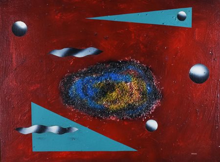 Pippo Oriani SPAZIALE materico/olio su tavola, cm 60x80 sul fronte: firma...