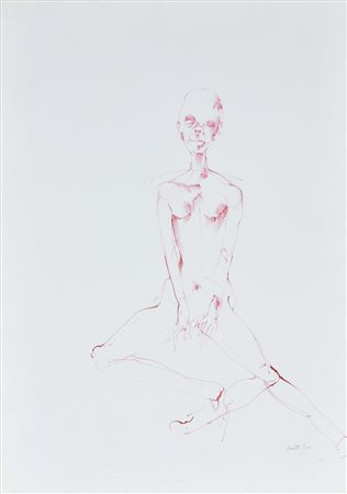 Enrico Colombotto Rosso FIGURA china su carta, cm 46x32,5 sul fronte: firma