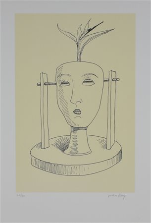 Man Ray Les six masques voyants litografia su carta, cm 70x51 esemplare 40 su...