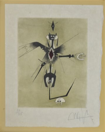Wilfredo Lam Croiseur Noir I incisione su carta giapponese, cm 32x26 (lastra...