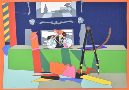 Ugo Nespolo SENZA TITOLO serigrafia su carta, cm 49x69 esemplare 59 su 150...