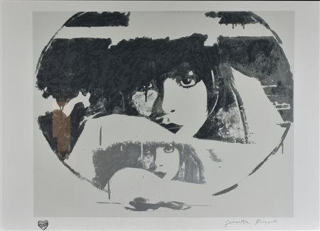 Giosetta Fioroni Doppio Liberty. Grey Serigrafia polimaterica e carborundum a...