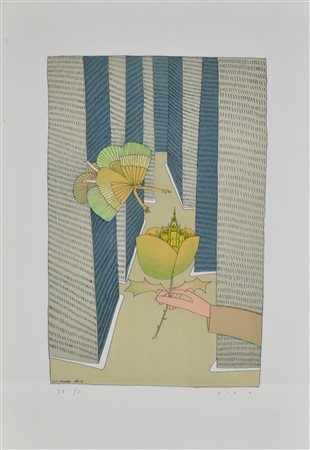 Jean-Michel Folon SENZA TITOLO incisione su carta, cm 47x33 esemplare 38 su...