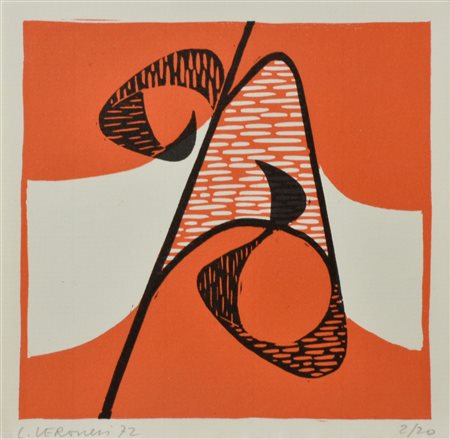 Luigi Veronesi COMPOSIZIONE serigrafia, cm 13,5x13,5; es. 2/20 firmato,...