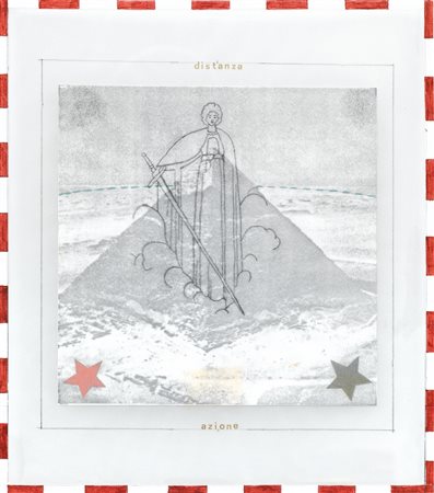 Felice Levini AFRICANA tecnica mista e collage su carta velina, cm 21,5x19...