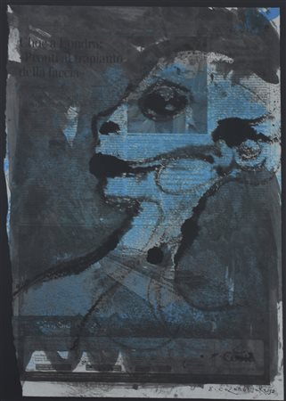 Enrico Colombotto Rosso SENZA TITOLO acrilico su carta di giornale, cm...