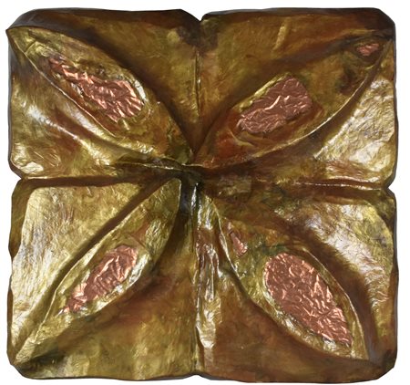 Ignoto SENZA TITOLO scultura in cartapesta e rame pressata su polistirolo e...