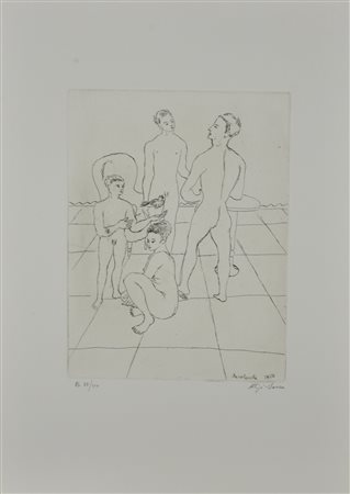 Aligi Sassu LA COLOMBA incisione su carta, cm 53x36 (lastra cm 30x22,5)...