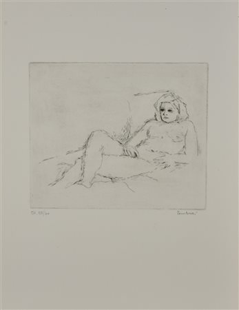 Orfeo Tamburi NUDO acquaforte su carta, cm 49x36 (lastra cm 21x25,5)...