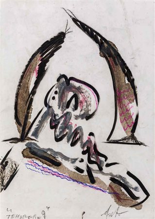 SERGIO DANGELO (1932) Senza titolo Tecnica mista su carta 42 x 30 cm Firmata...