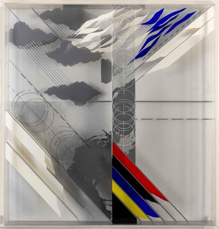 WALTER VALENTINI (1928) Figure e linee Multiplo in plexiglass multistrato,...